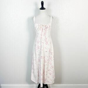 Sim & Sam Womens Coquette Milkmaid Babydoll Feminine Floral Midi Dress Pink M